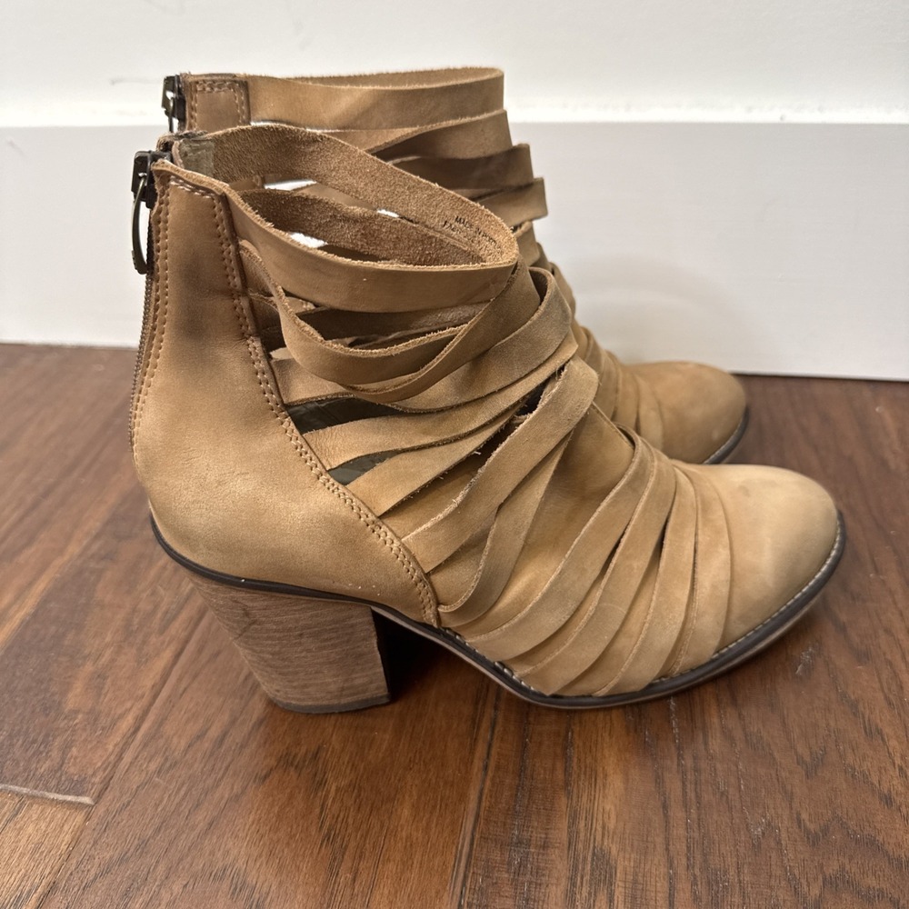 Free People Hybrid Western Heel Leather Boots Strappy Cowgirl Boho Womens 40 9.5